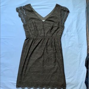 Lace, army green dress.